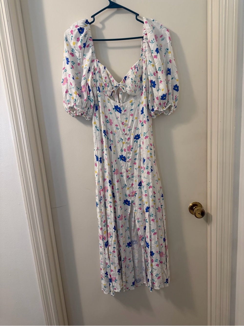 Revolve For Love & Lemons Lexy Cut Out Maxi Dress White Floral SZ M UGC - Picture 2 of 10
